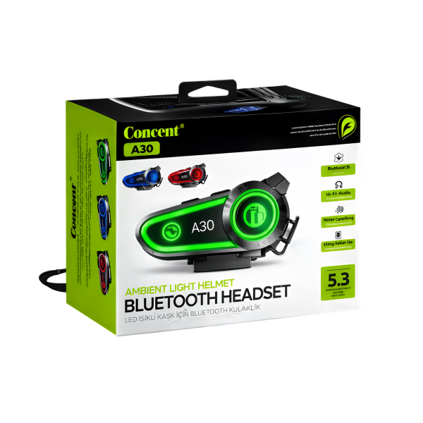 A30 Ambient Light Bluetooth Kask Kulaklığı – Bluetooth 5.3, Hi-Fi Ses ve Gürültü Engelleme