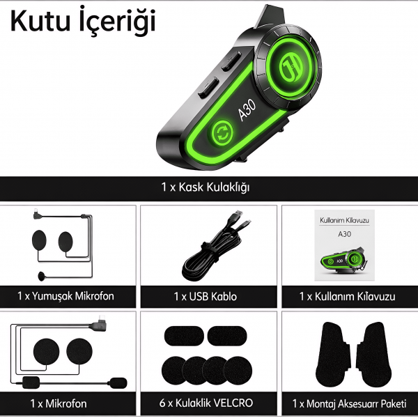 A30 Ambient Light Bluetooth Kask Kulaklığı – Bluetooth 5.3, Hi-Fi Ses ve Gürültü Engelleme