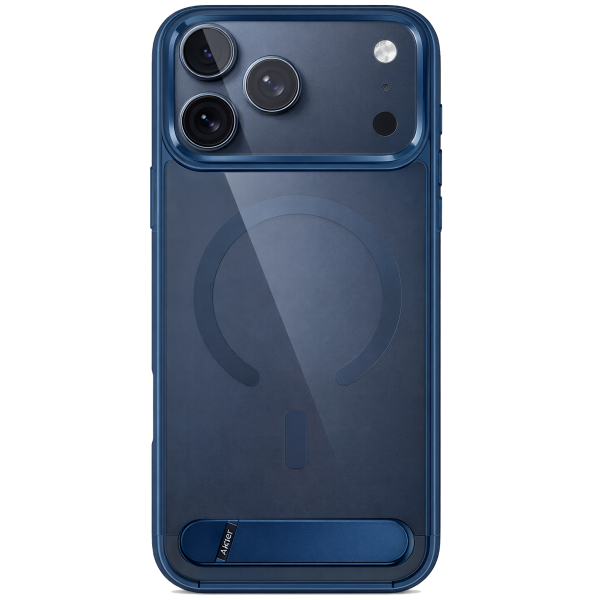 Şeffaf Lacivert (Navy Blue) MagSafe Uyumlu Yüzüklü Telefon Kılıfı – Standlı & Darbe Emici Koruma