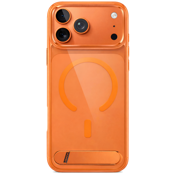 Şeffaf Turuncu MagSafe Uyumlu Telefon Kılıfı – Darbe Emici, Yüzüklü / Standlı Koruma