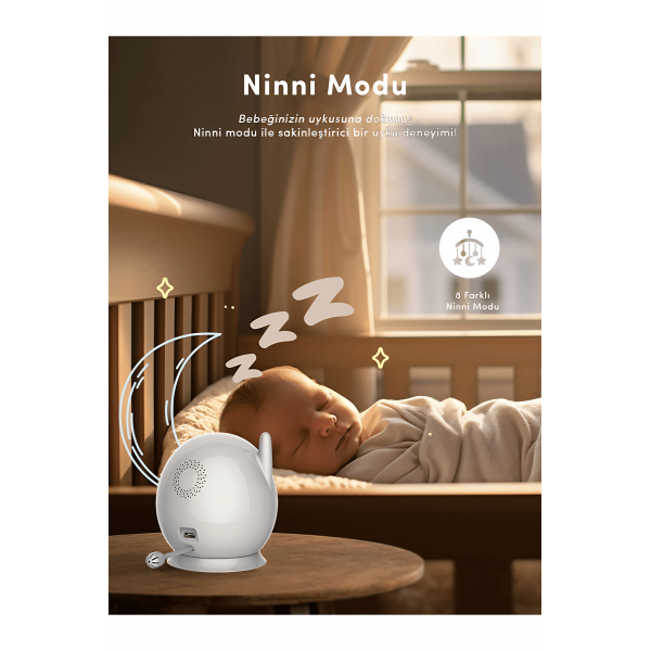 Blic BLM-34 4.3” Ekranlı Kablosuz IP Bebek Kamerası – Gece Görüş, İki Yönlü Ses, Ninni, Sıcaklık Takibi