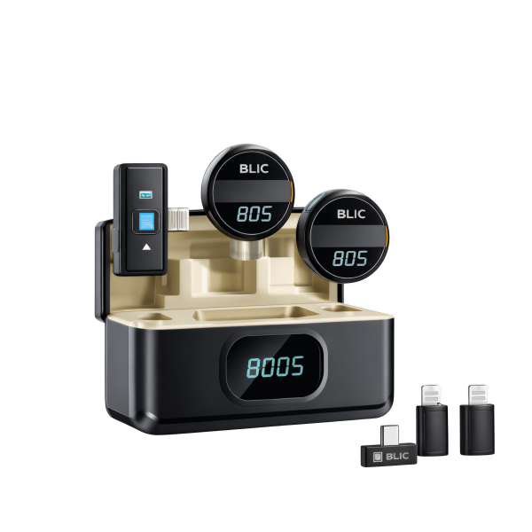 BWC-03 Lightning Portlu 2.4G Kablosuz Yaka Mikrofonu | 300mAh Bataryalı Dijital Göstergeli iPhone Uyumlu