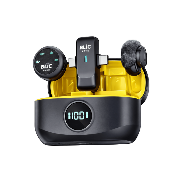 BWC-08 Type-C & Lightning Portlu 2.4G Kablosuz Yaka Mikrofonu – 320mAh Bataryalı, Dijital Ekranlı Profesyonel Ses Sistemi