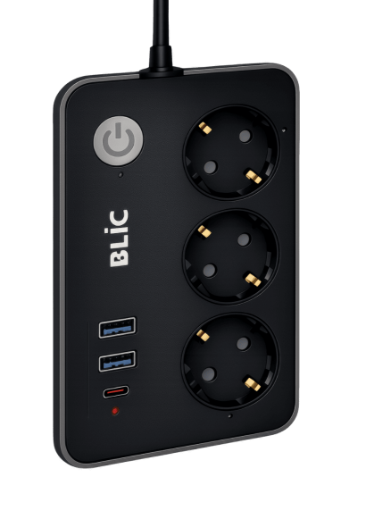 FTR-02 SLK Strip Power Akım Korumalı Priz – 4000W 16A Max | USB-C + USB Hızlı Şarj