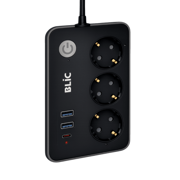 FTR-02 SLK Strip Power Akım Korumalı Priz – 4000W 16A Max | USB-C + USB Hızlı Şarj