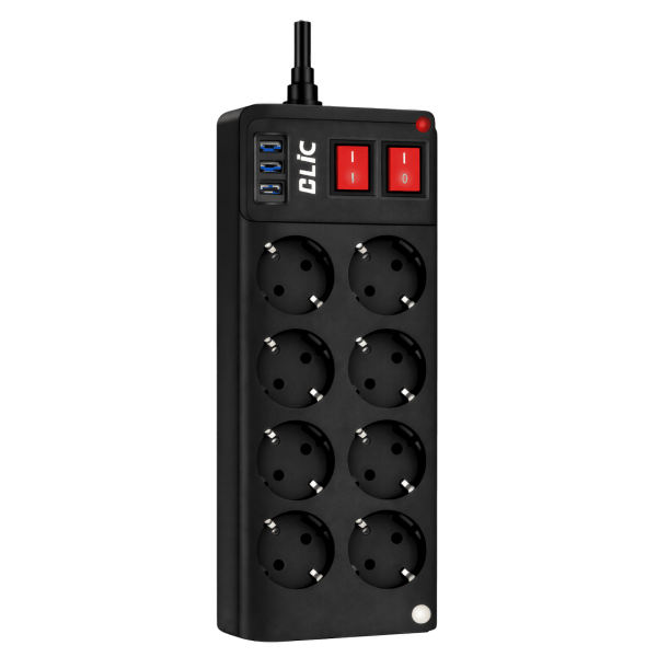 FTR-8 6’lı Akım Korumalı Priz – USB + Type-C Girişli, Çift Anahtarlı Güç Ünitesi