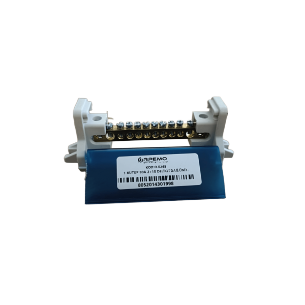 O.0279 - 160 A 1.KUTUPLU 2+10 DELİKLİ DAĞITIM ÜNİTESİ KAPAKLI