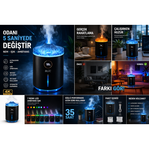 ALEV EFEKTLİ AROMA DİFÜZÖR – LED IŞIKLI, SESSİZ ÇALIŞAN HAVA NEMLENDİRİCİ ALEV EFEKTLİ AROMA DİFÜZÖR – LED IŞIKLI, SESSİZ ÇALIŞAN HAVA NEMLENDİRİCİ