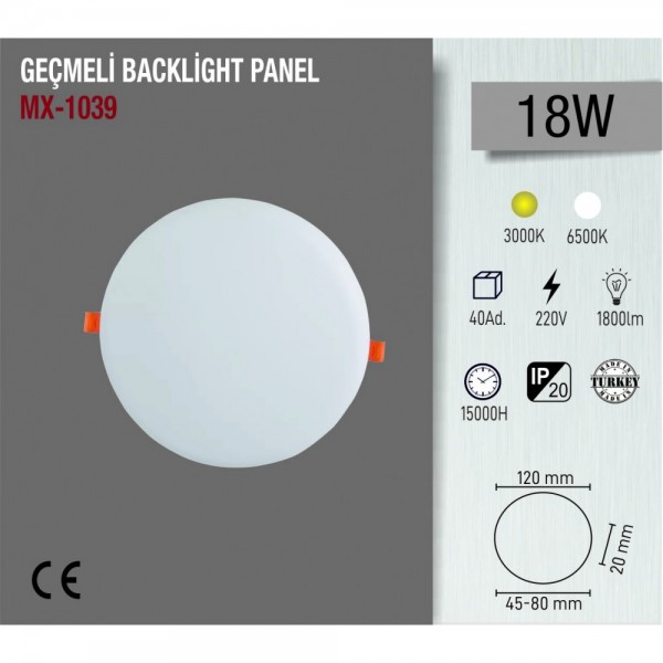 MAXLED MX-1039 18W GEÇMELİ BACKLIGHT ARMATÜR