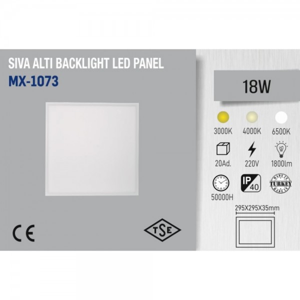 MAXLED MX-1073 18W SIVA ALTI BACKLIGHT LED PANEL 30x30