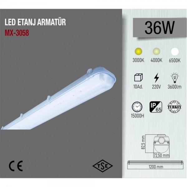 MAXLED MX-3058 36W U TİPİ LED ETANJ ARMATÜR