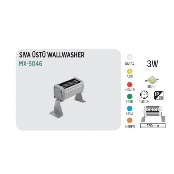 MAXLED MX-5046 3W SIVA ÜSTÜ WALLWASHER