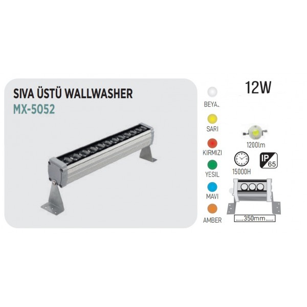 MAXLED MX-5052 12W SIVA ÜSTÜ WALLWASHER