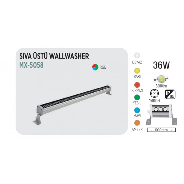 MAXLED MX-5058 36W SIVA ÜSTÜ WALLWASHER