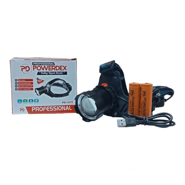 Powerdex Pd-1072 15w Profesyonel Şarjlı 1000 Lümen Kafa Lambası Yeni Ürün