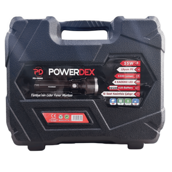 POWERDEX PD-13000 ULTRA PARLAK 13000MAH ŞARJLI FENER | GÜÇLÜ AYDINLATMA, UZUN PİL ÖMRÜ